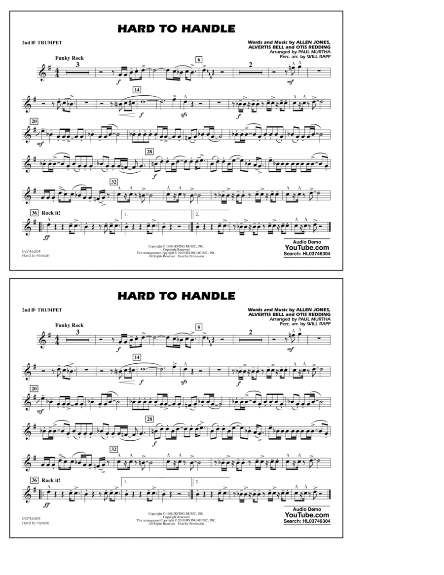 Hard to Handle (arr. Paul Murtha) - 2nd Bb Trumpet B-Flat Trumpet scores gallery preview page 1