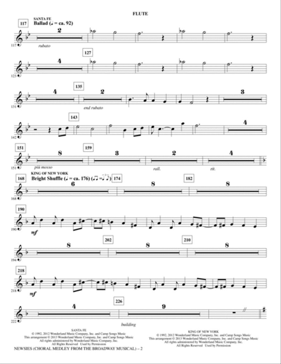 Newsies (Choral Medley) - Flute Choir scores gallery preview page 2