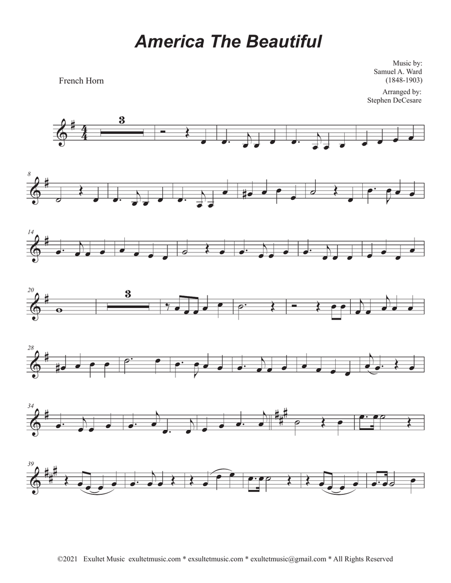 America The Beautiful (French Horn solo and Piano) Piano scores gallery preview page 6