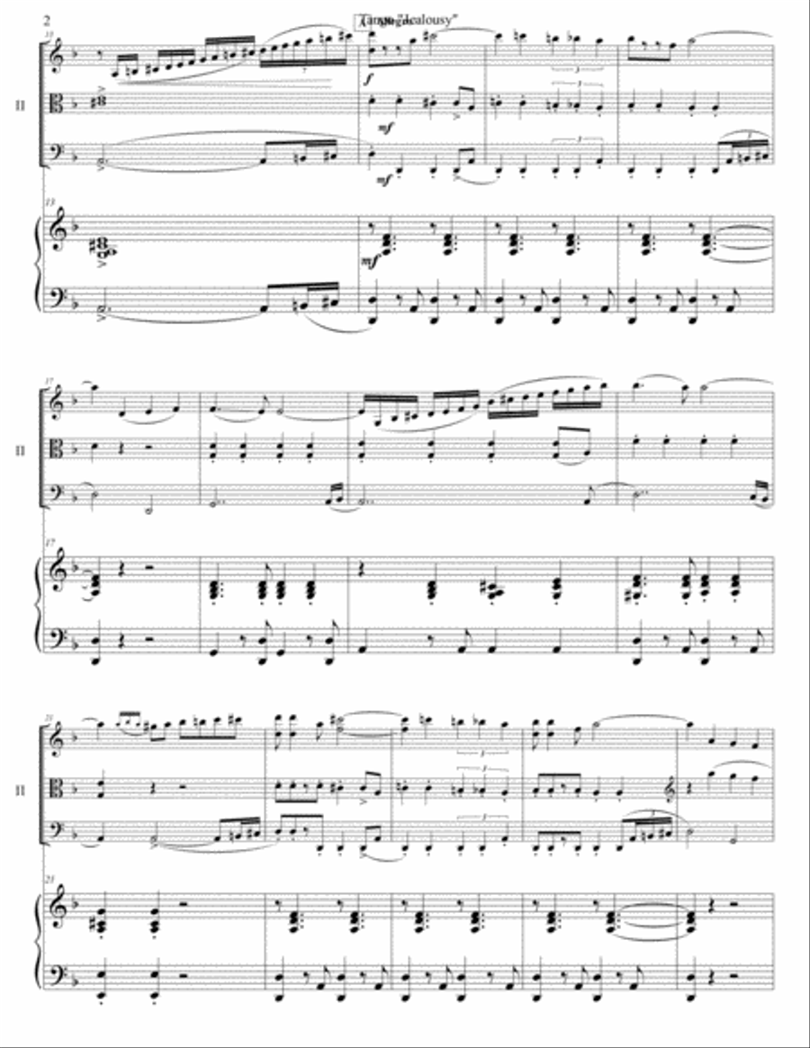 Jacob Gade - "Jealousy" for piano quartet (score and parts)