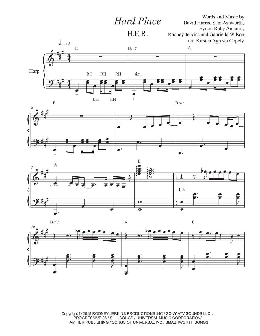 Hard Place - H.e.r Harp scores gallery preview page 1