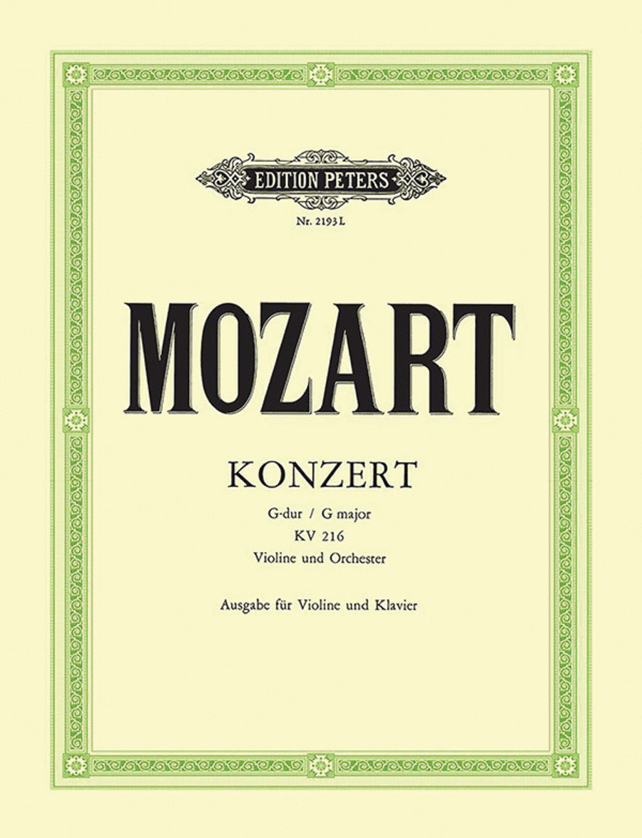 Book cover for Violin Concerto No. 3 in G K216 (Edition for Violin and Piano)