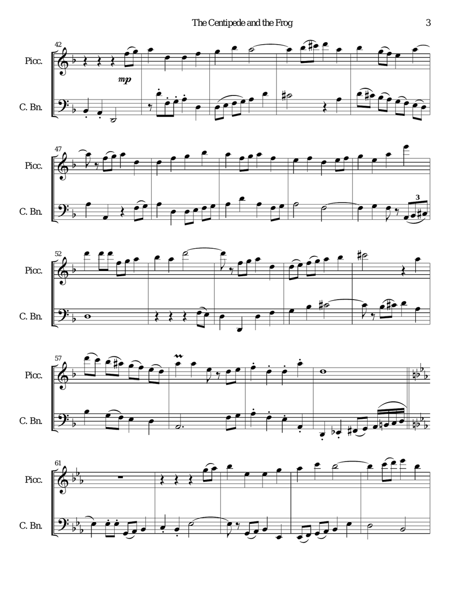 The centipede and the frog for piccolo and contrabassoon Small Ensemble scores gallery preview page 3