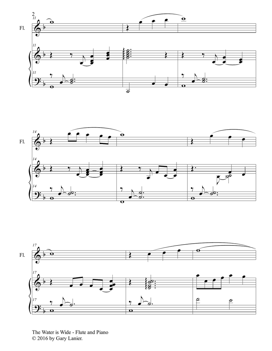 THE WATER IS WIDE (Flute & Piano with Parts) THE WATER IS WIDE (Flute & Piano with Parts) Flute Solo scores gallery preview page 3
