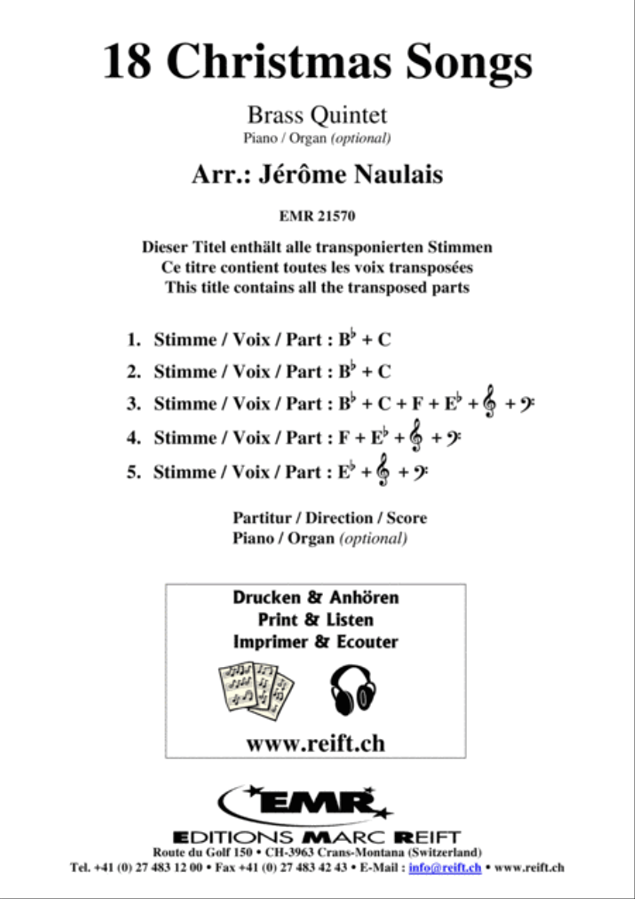 18 Christmas Songs Brass Quintet scores gallery preview page 2