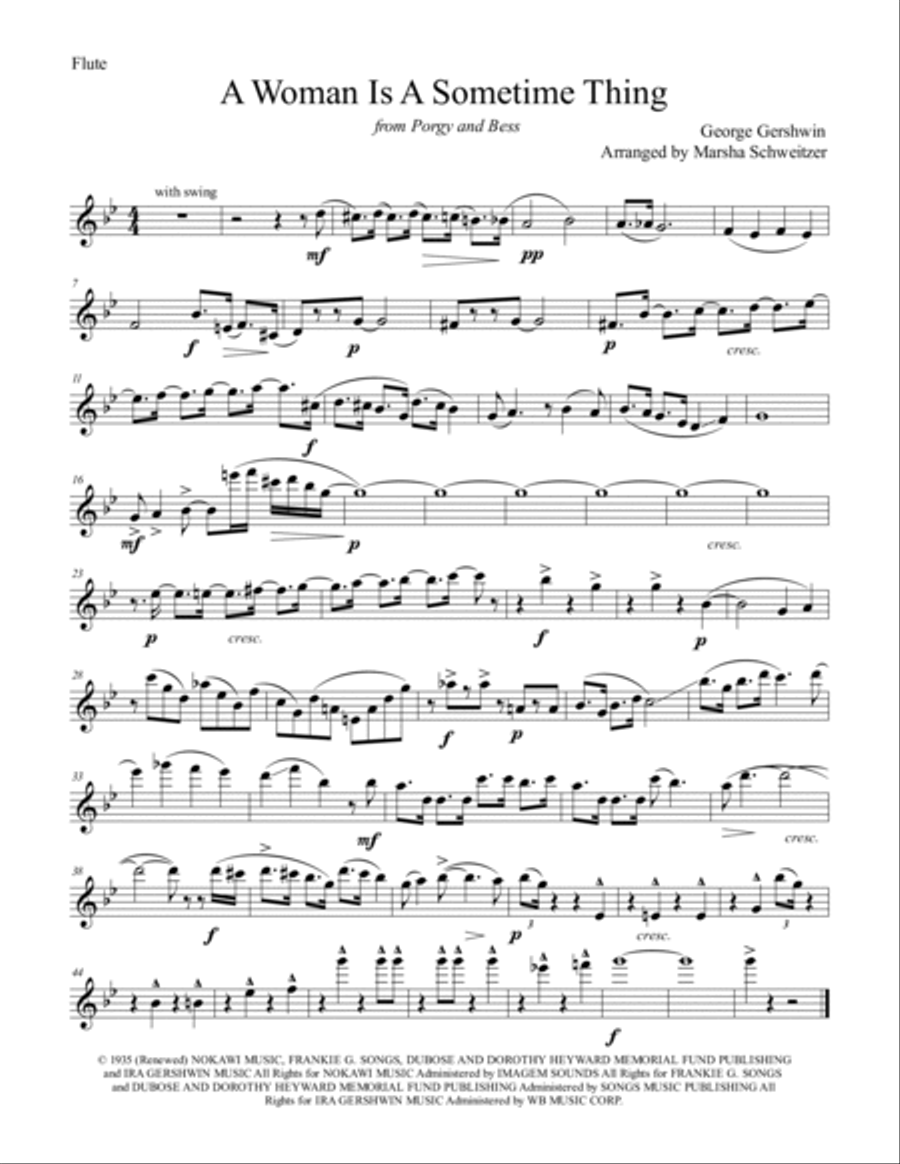 A Woman Is A Sometime Thing Woodwind Quintet scores gallery preview page 5