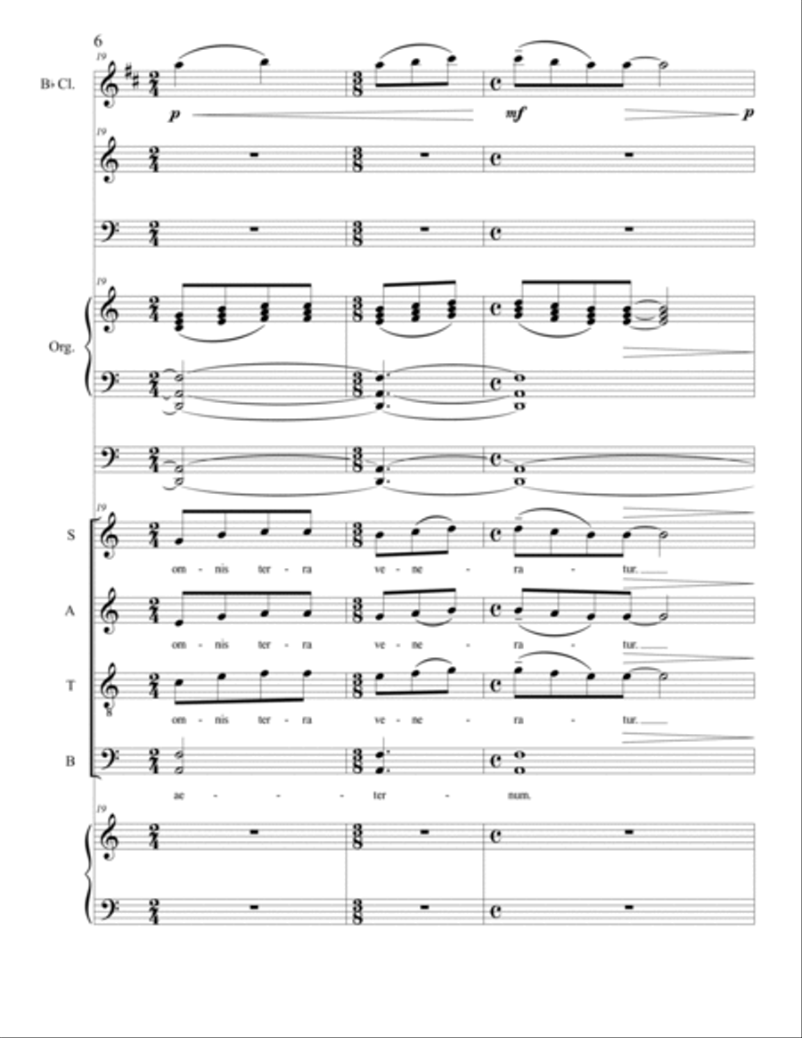 Arkady Leytush - 'Te Deum' for SATB Choir, Clarinet, Organ, Harpsichord and Carillon 4-Part scores gallery preview page 6