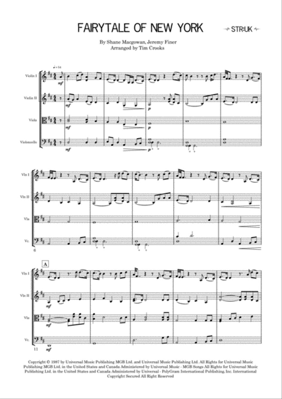 Fairytale Of New York String Quartet scores gallery preview page 2
