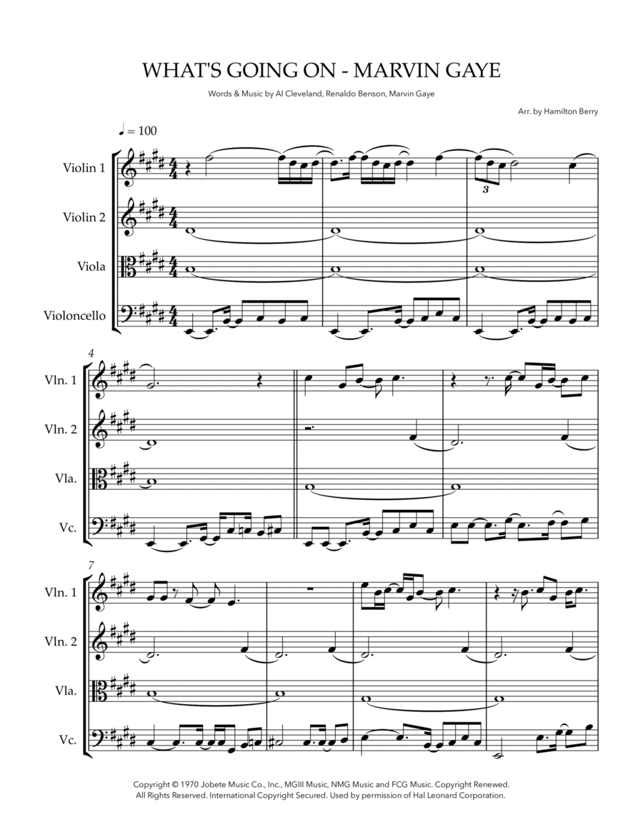What's Going On String Quartet scores gallery preview page 1