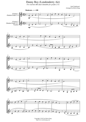 Danny Boy (Londonderry Air) (for clarinet (Bb) duet, suitable for grades 2-5)