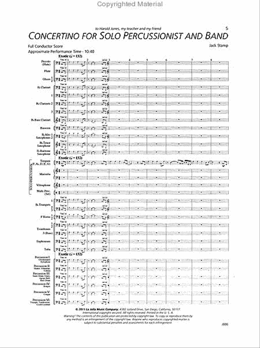 Concertino for Solo Percussionist and Band Concert Band scores gallery preview page 2