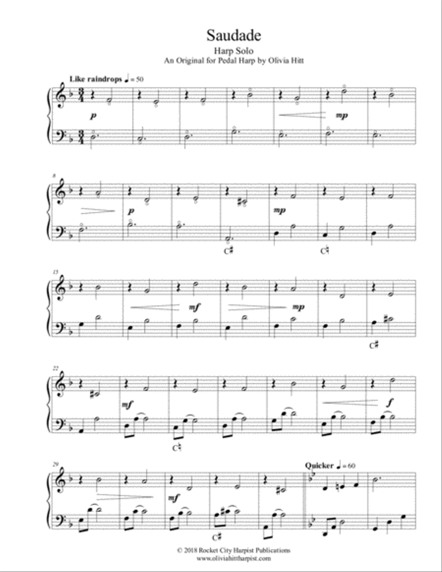 Saudade: A Reminiscence Harp scores gallery preview page 1