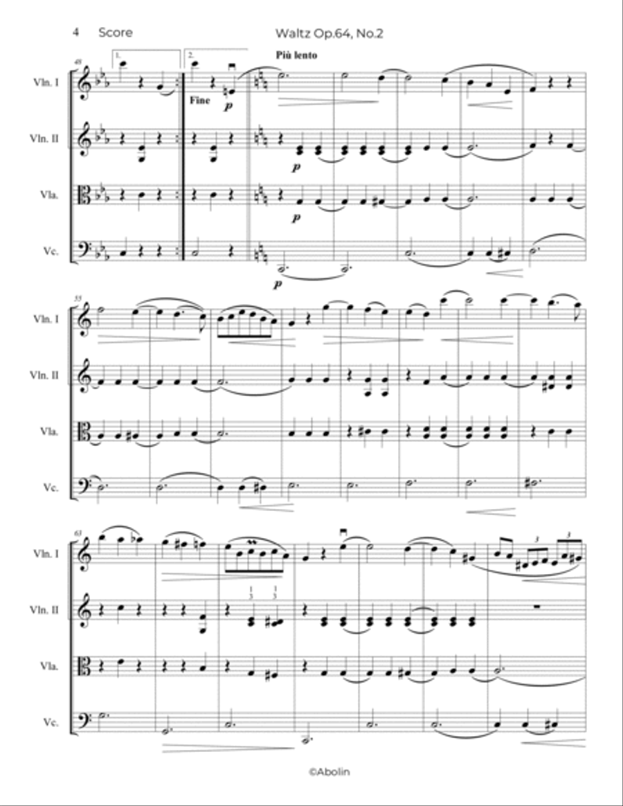 Chopin: Waltz Op.64, No.2 - String Quartet