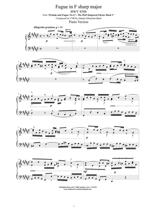 Bach - Fugue in F sharp major BWV 858b - Piano version