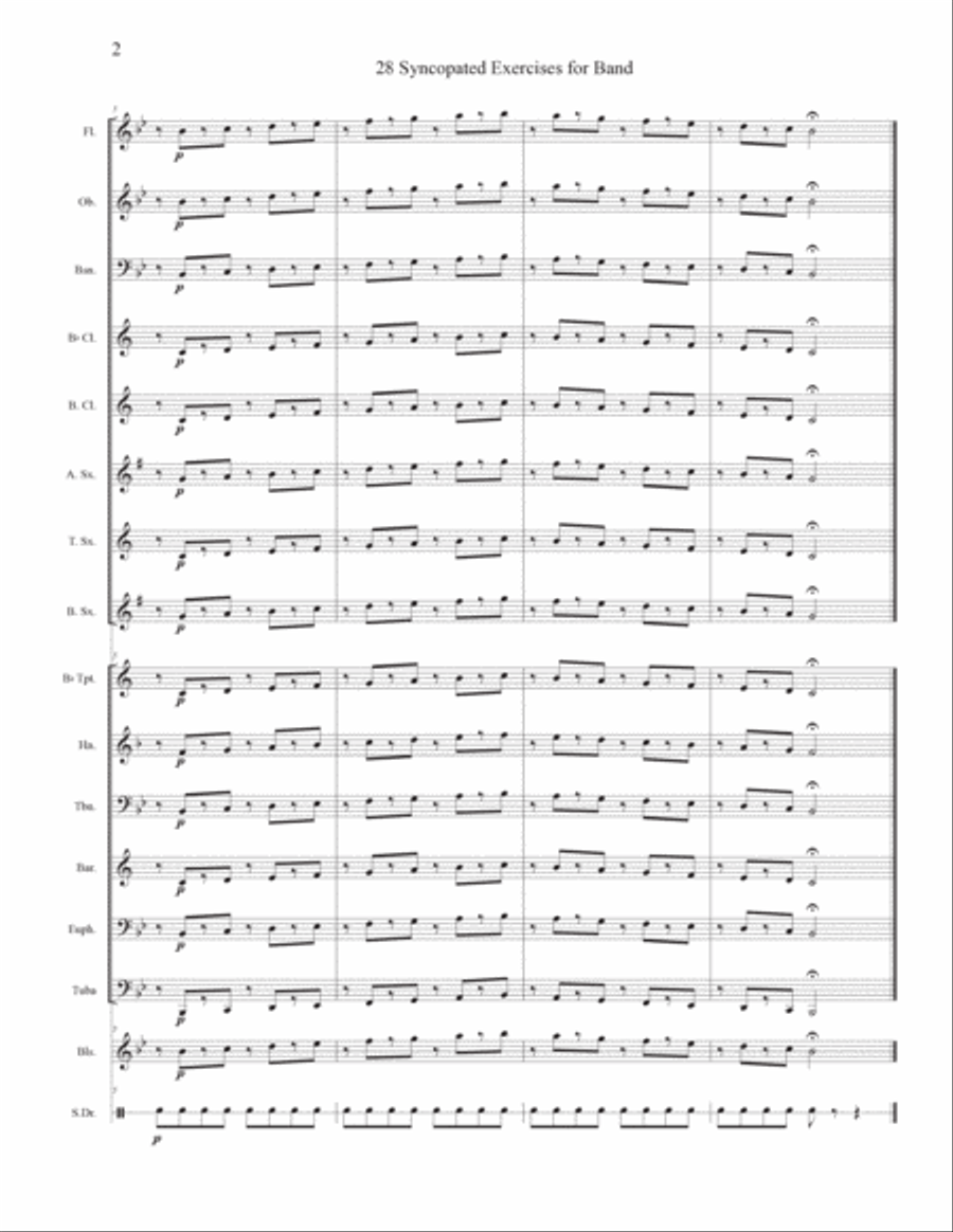 28 Syncopated Rhythm Exercises for Band Concert Band scores gallery preview page 3