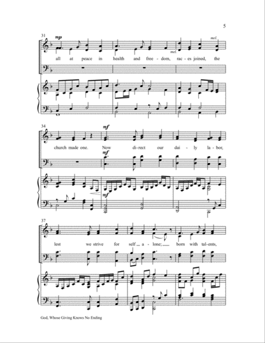 God, Whose Giving Knows No Ending 4-Part scores gallery preview page 6