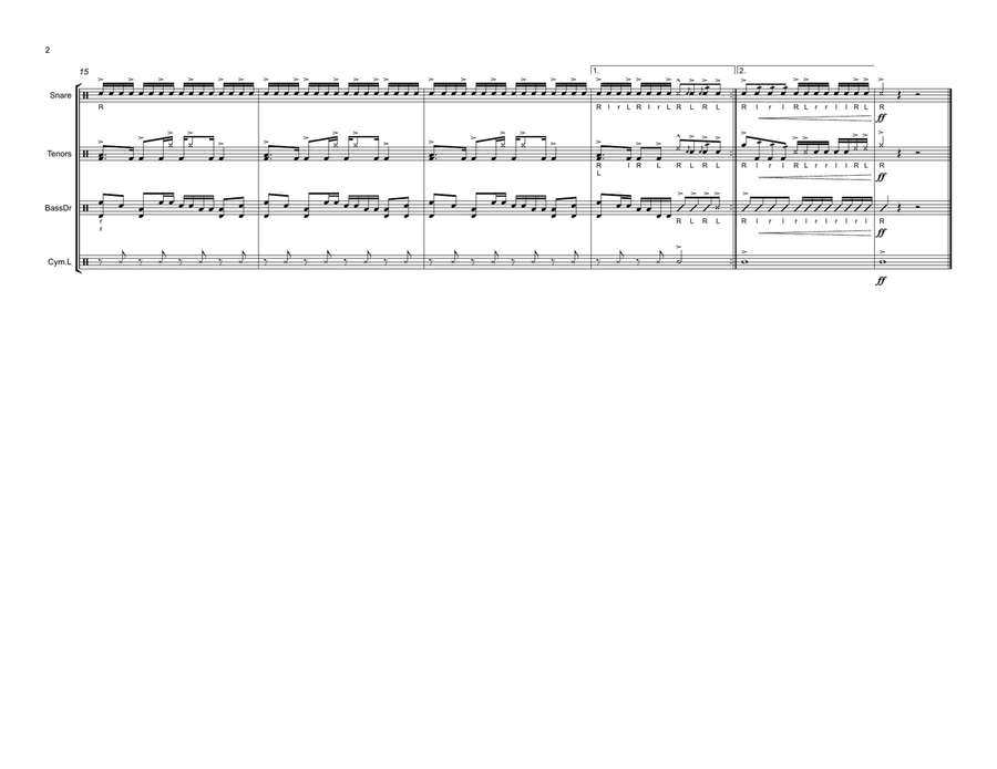 Sticky Street Beat - Intermediate Drumline Cadence image number null