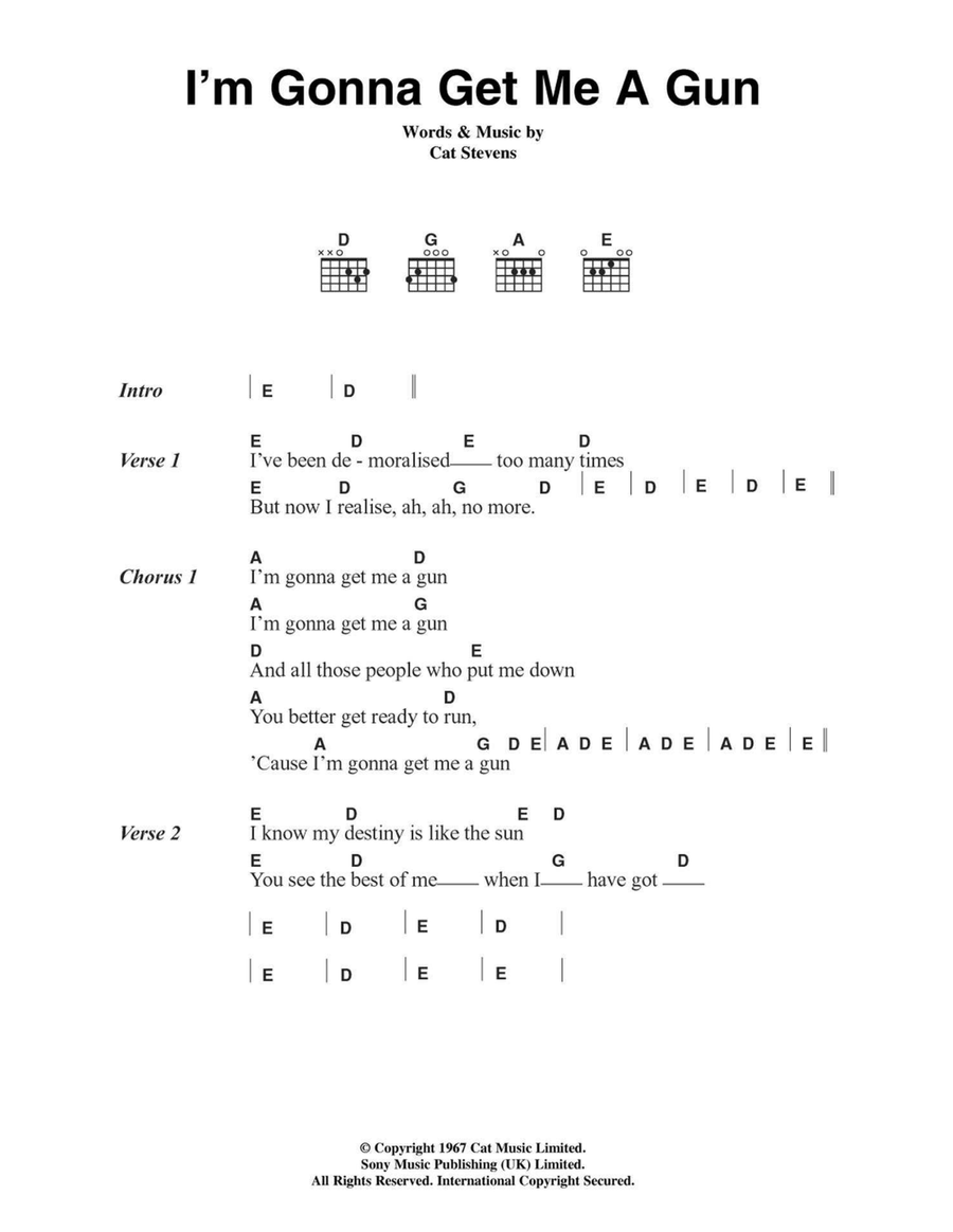 I'm Gonna Get Me A Gun Acoustic Guitar scores gallery preview page 1