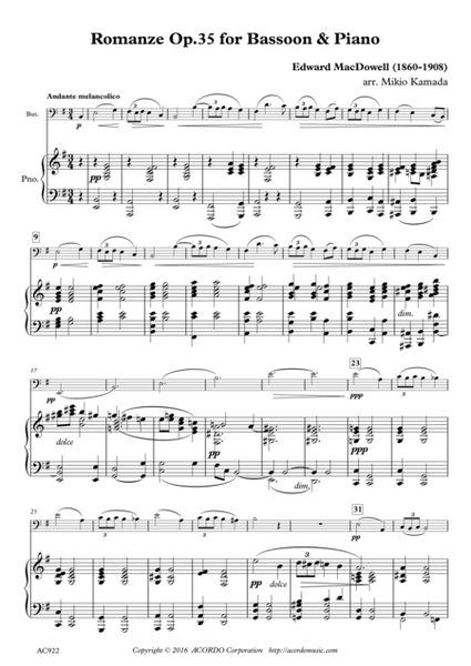 Romanze Op.35 for Bassoon & Piano image number null