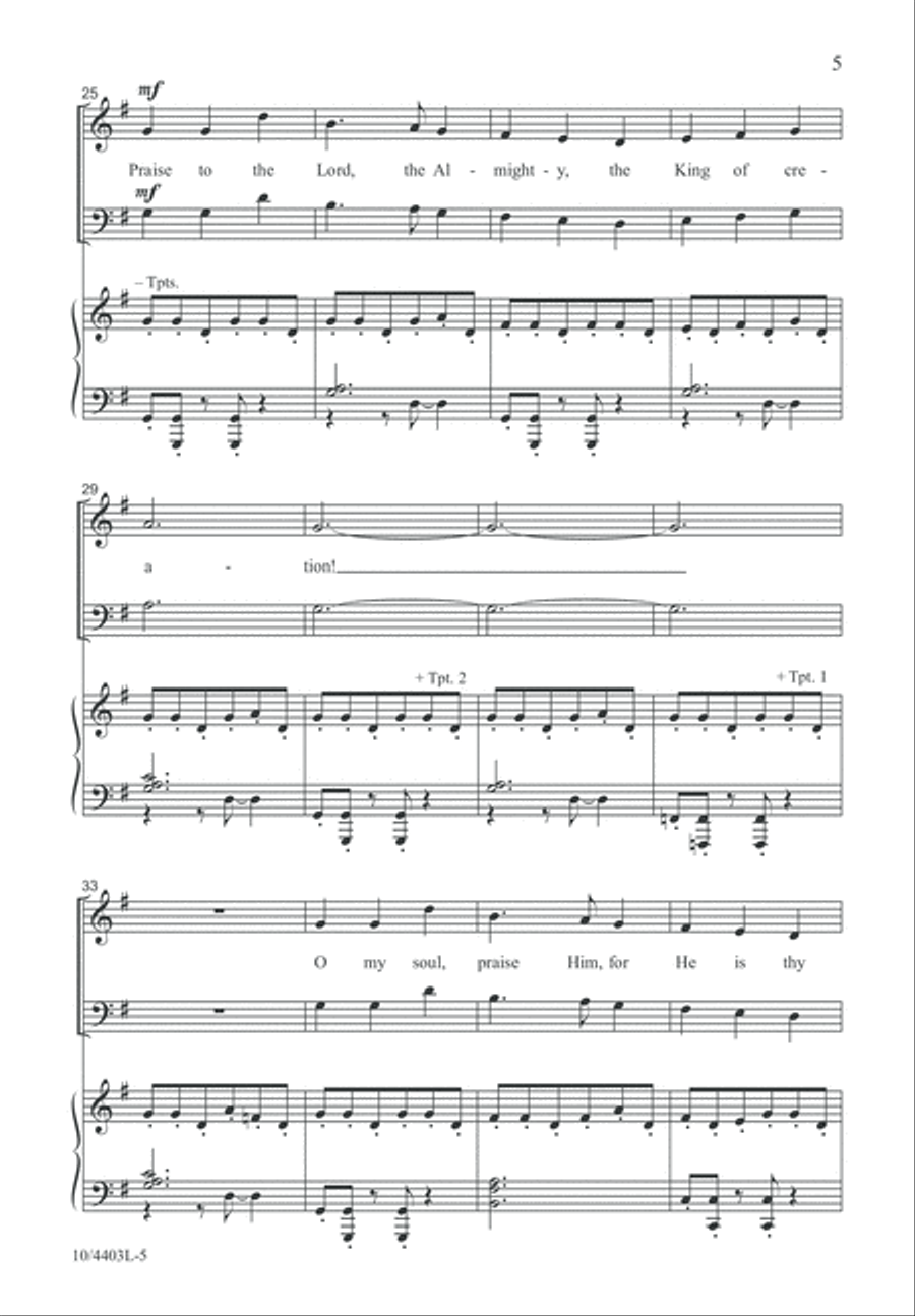 Praise to the Lord, the Almighty 4-Part scores gallery preview page 5
