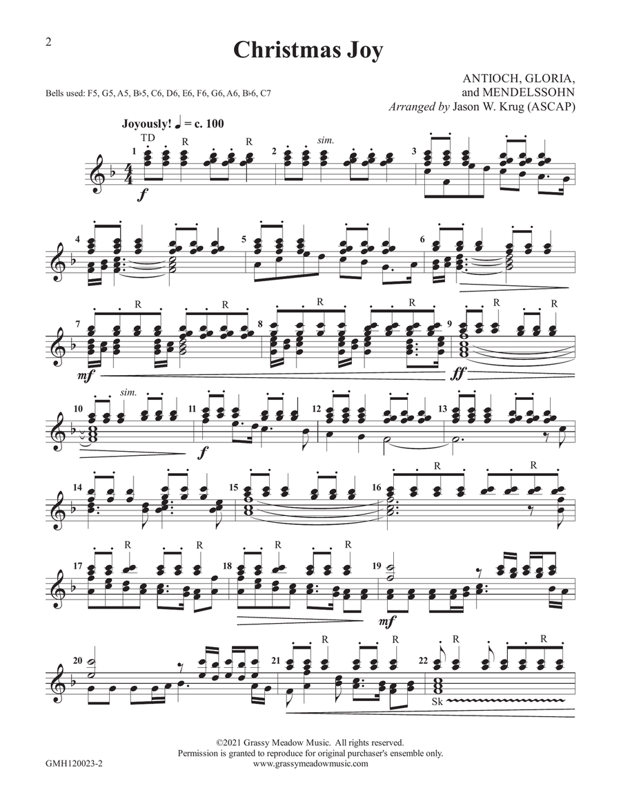 Christmas Joy (for 12 handbells) Handbell Choir scores gallery preview page 2