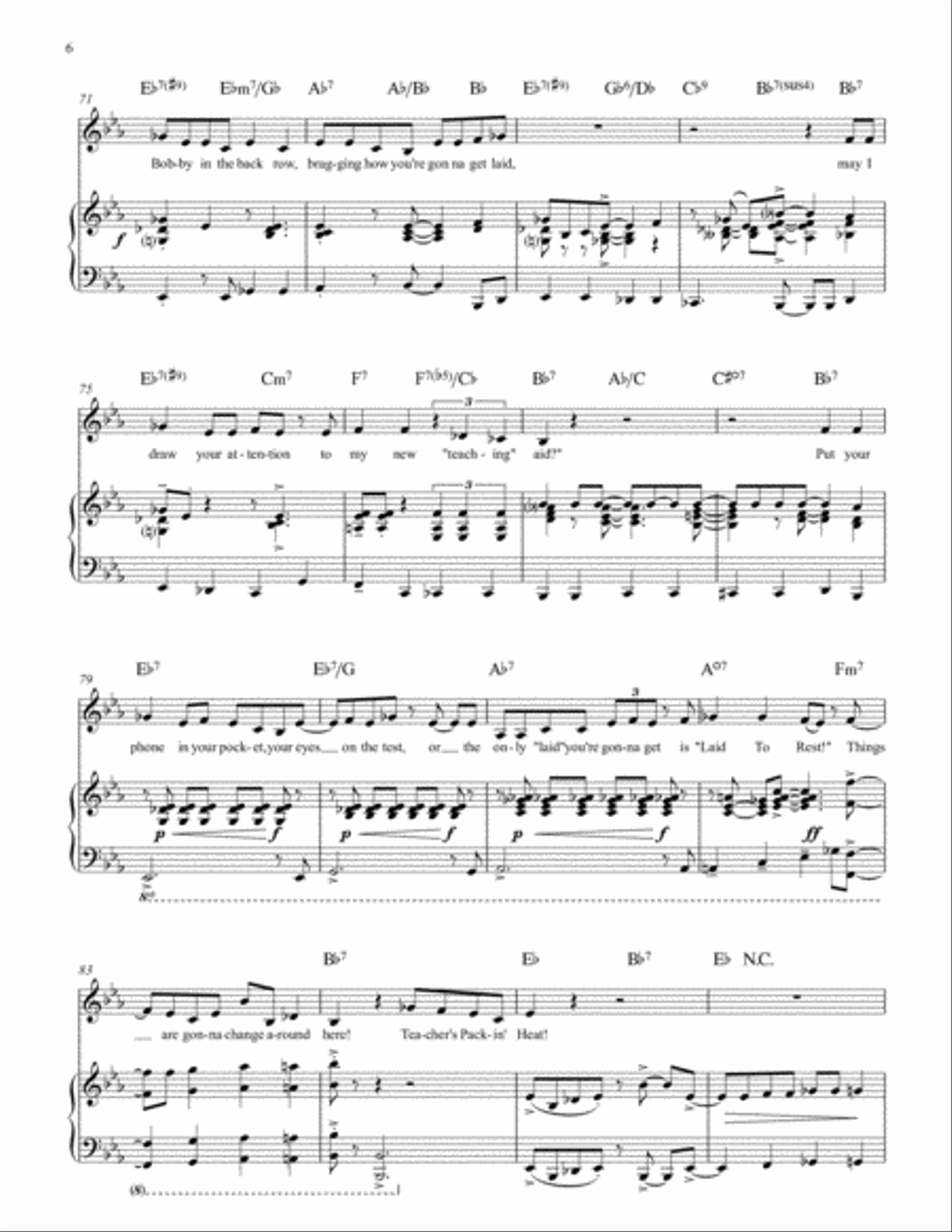 Teacher's Packin' Heat (Key: E-flat major) Voice scores gallery preview page 6