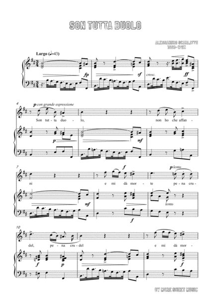 Scarlatti - Son Tutta Duolo in B minor for voice and piano image number null