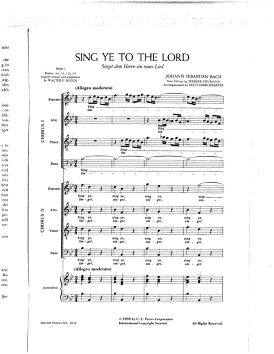 Motet I BWV 225 (Sing Ye to the Lord a New Song)