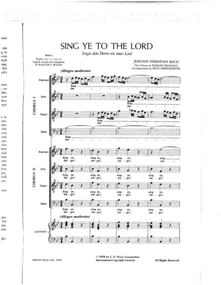 Motet I BWV 225 (Sing Ye to the Lord a New Song)