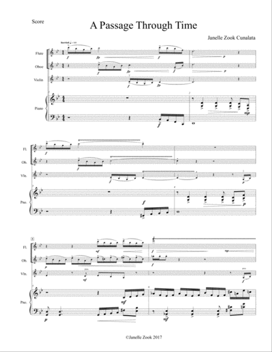 A Passage Through Time (Piano, Flute, Oboe and Violin) Woodwind Quartet scores gallery preview page 4