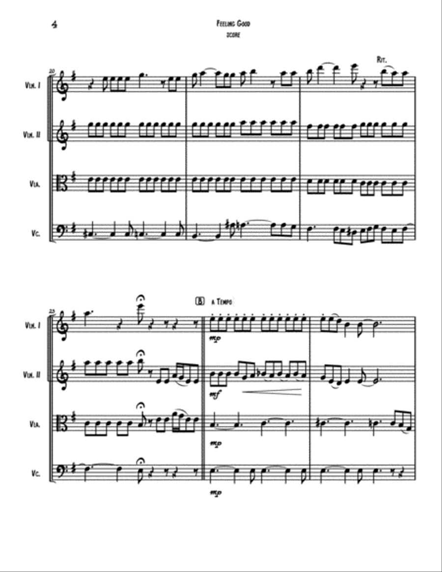 Feeling Good String Quartet scores gallery preview page 5