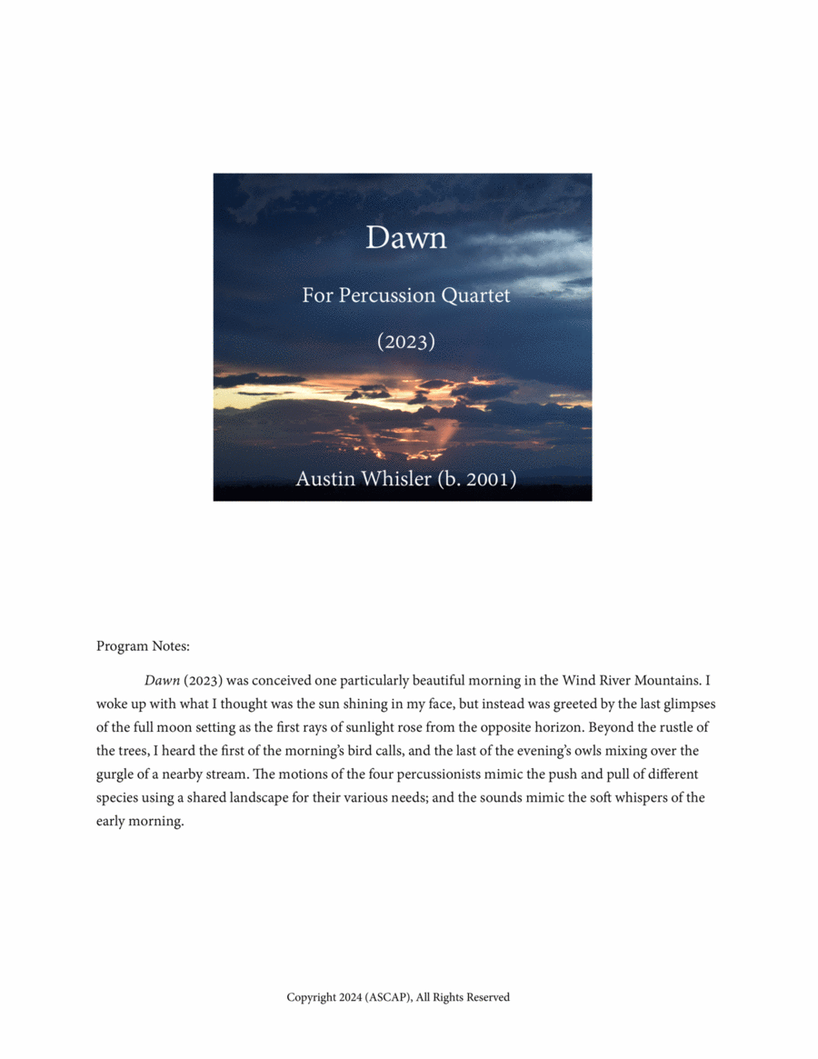 Dawn Percussion Ensemble scores gallery preview page 1
