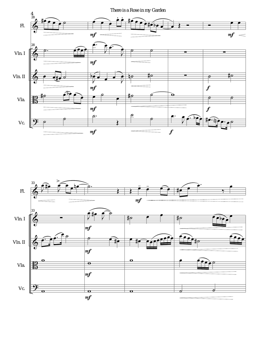 There is a Rose in my Garden for flute and strings Chamber Orchestra scores gallery preview page 4