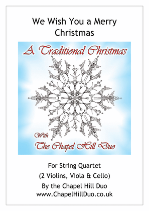 Book cover for We Wish You a Merry Christmas for String Quartet - Full Length arrangement by the Chapel Hill Duo