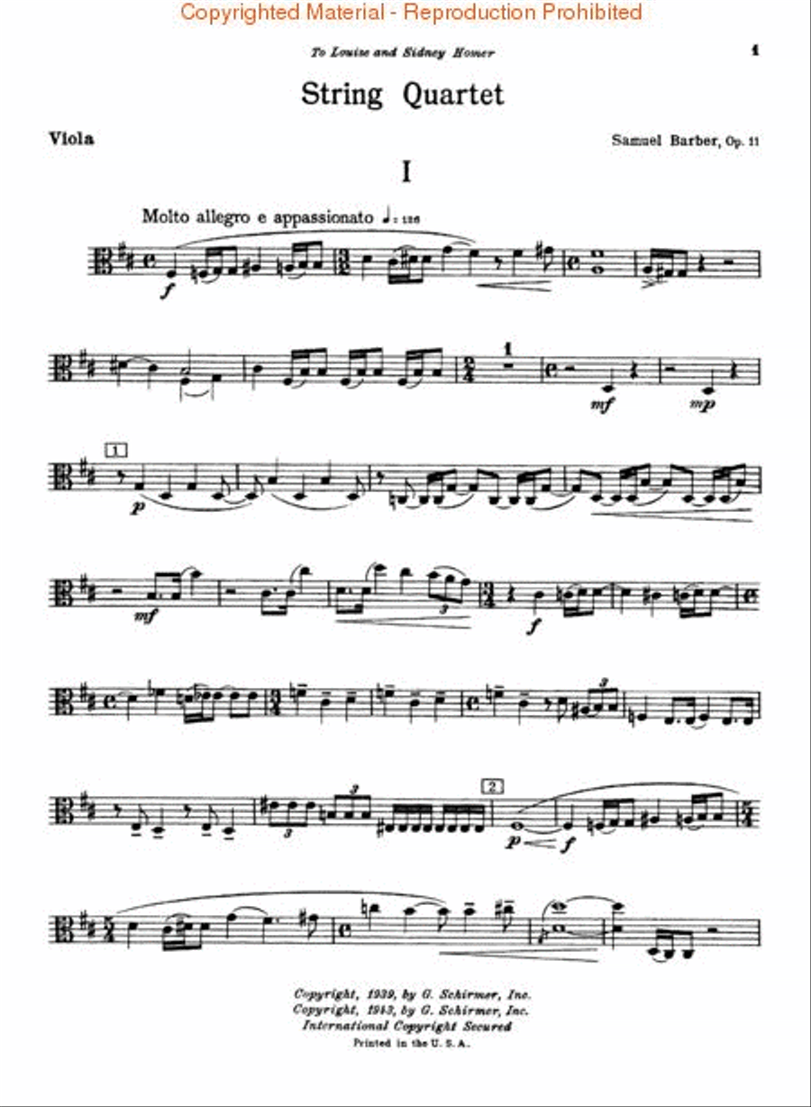 String Quartet, Op. 11 String Quartet scores gallery preview page 3