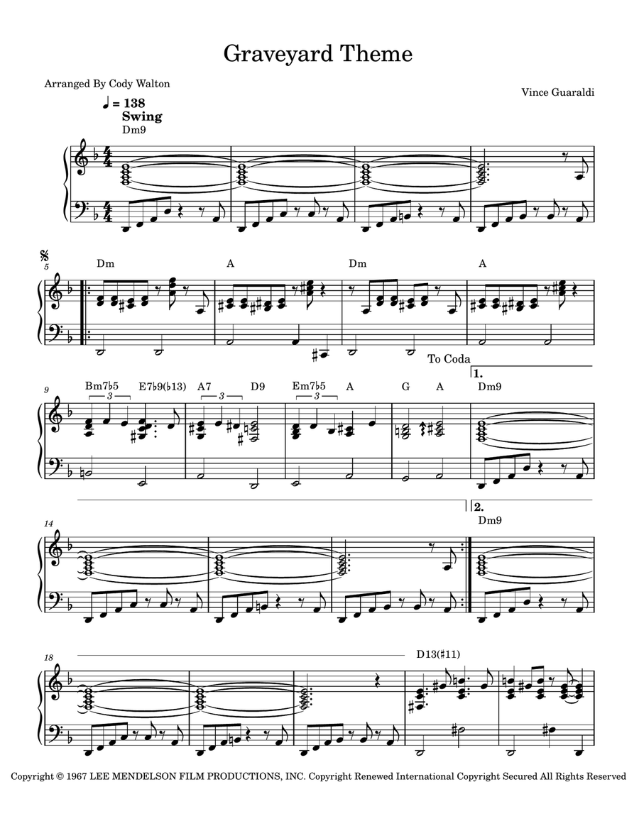 Graveyard Theme Piano Solo scores gallery preview page 1