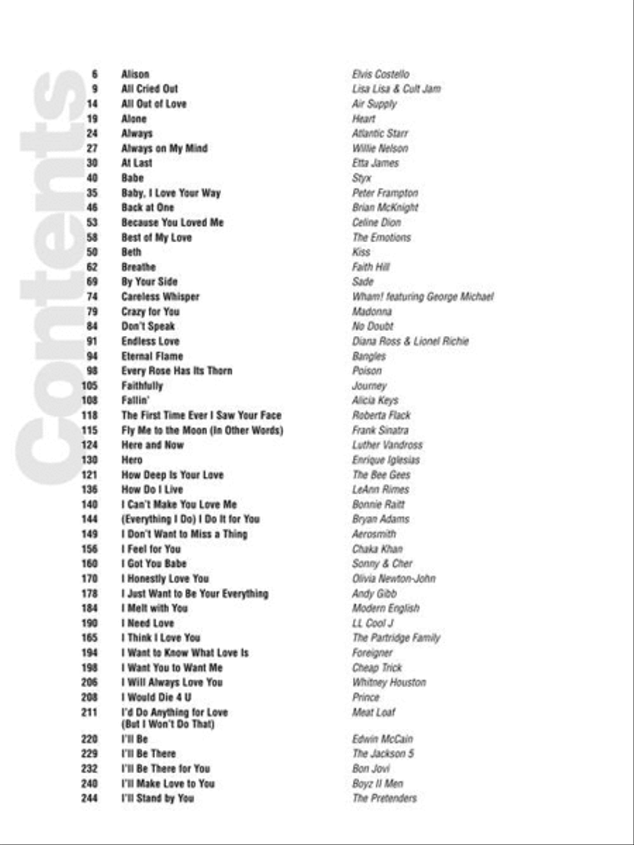VH1's 100 Greatest Love Songs Easy Piano scores gallery preview page 6