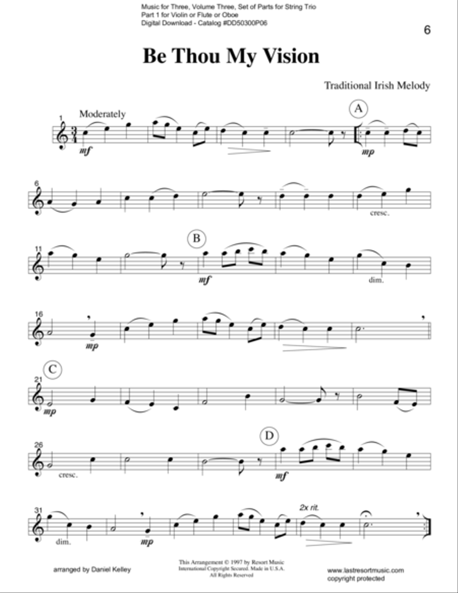 Be Thou My Vision for String Trio (or Wind Trio) Small Ensemble scores gallery preview page 1