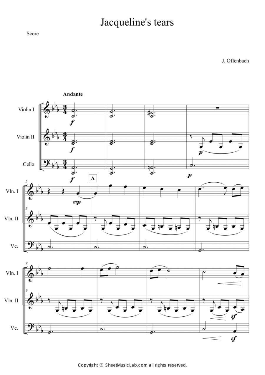 Jacqueline's Tears String Trio scores gallery preview page 1