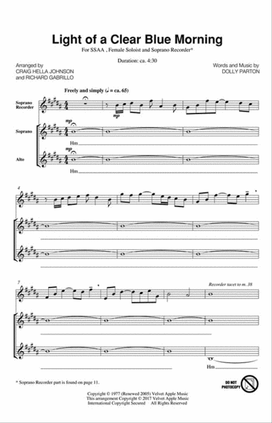 Light of a Clear Blue Morning SSAA scores gallery preview page 2