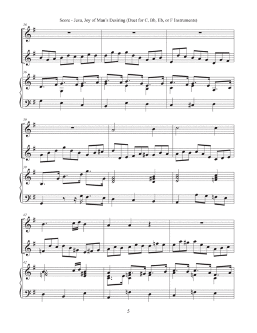 Jesu, Joy of Man's Desiring (Duet for C, Bb, Eb, or F Instruments and Keyboard) English Horn scores gallery preview page 5