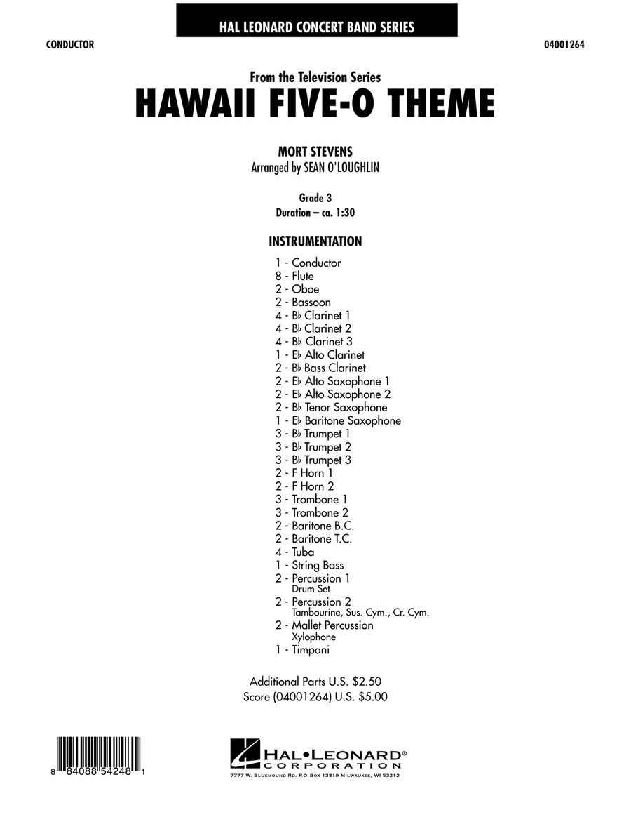 Hawaii Five-O Theme - Full Score Concert Band scores gallery preview page 1