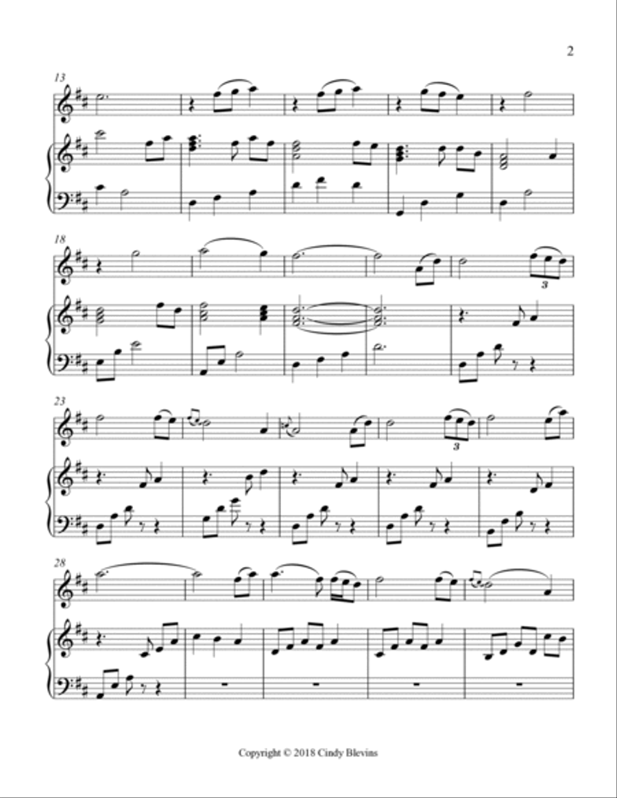 Amazing Grace, for Piano and Native American Flute Flute scores gallery preview page 3