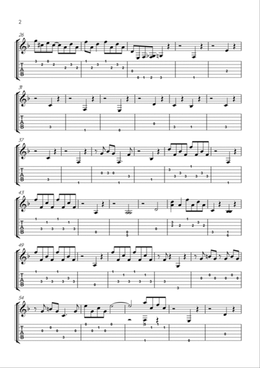 Butterfly Guitar Tablature scores gallery preview page 2
