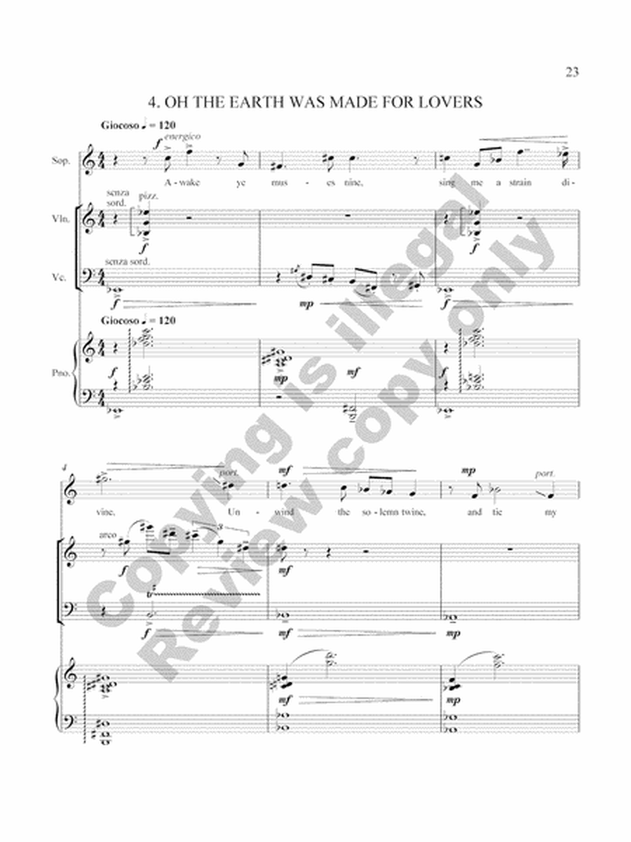 Flowers of the Soul: A Song Cycle for Soprano Solo, Violin, Violoncello and Piano (Full/Vocal Score)