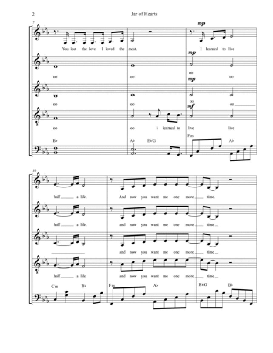 Jar Of Hearts A Cappella scores gallery preview page 2