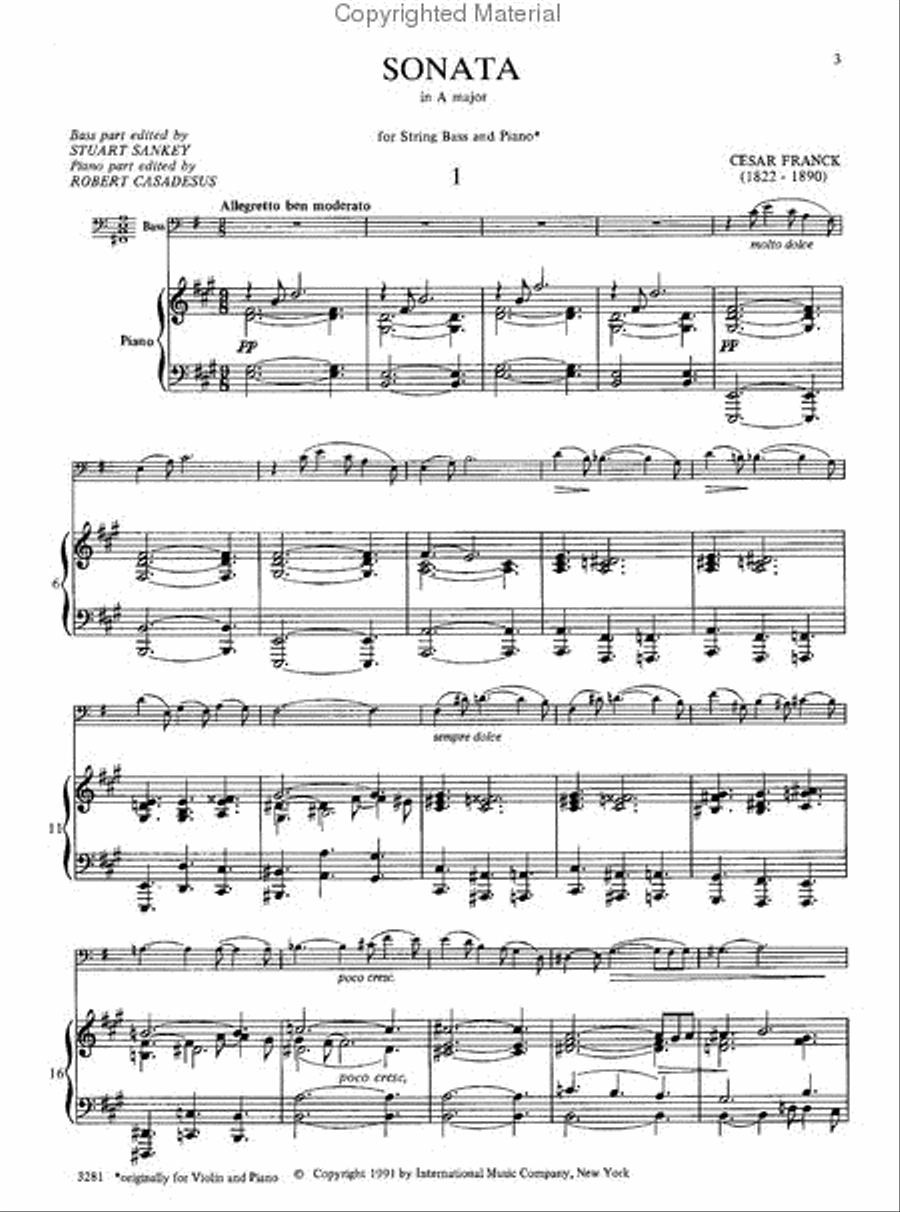 Sonata In A Major (Solo Tuning) Double Bass scores gallery preview page 2