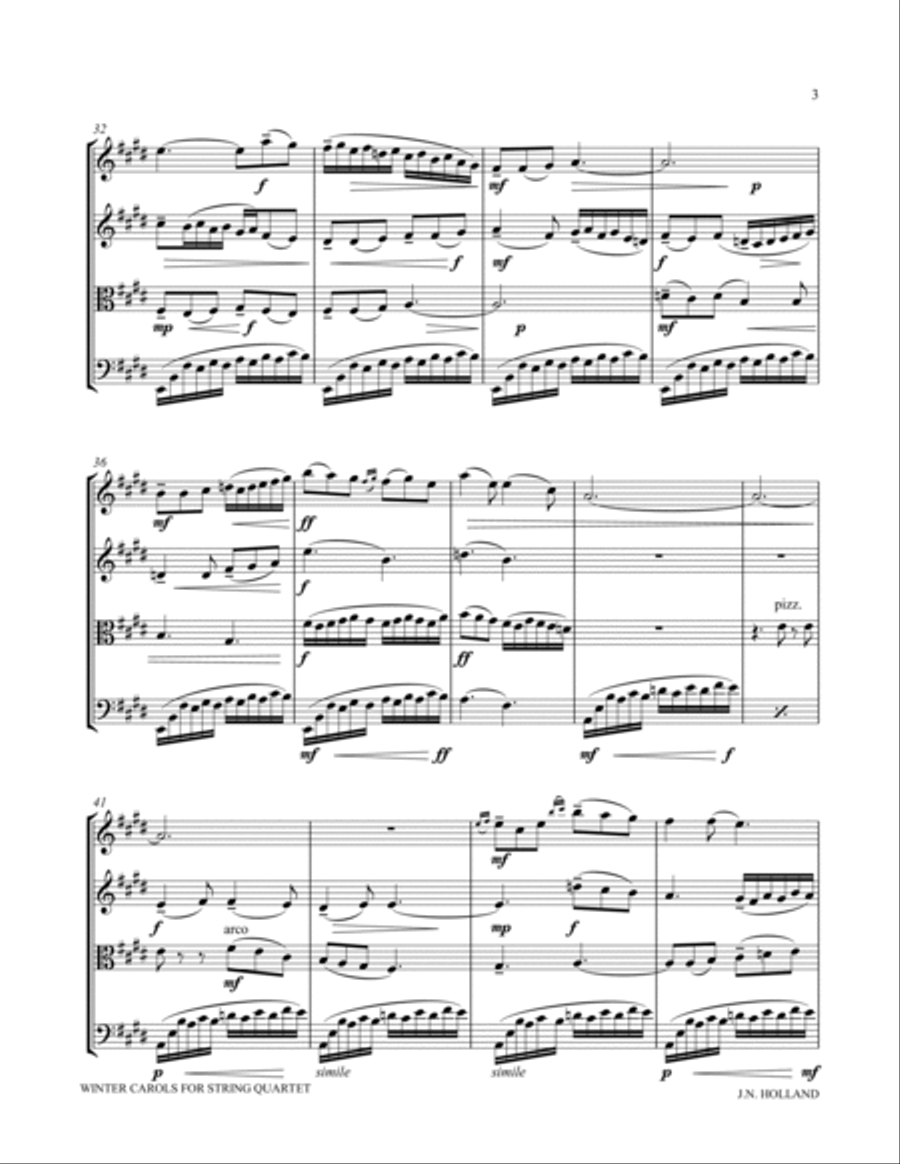 Winter Carols String Quartet No 1 in 5 Movements String Quartet scores gallery preview page 5
