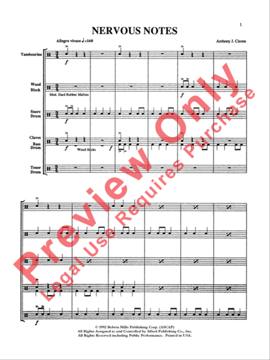 Nervous Notes Nervous Notes Percussion Ensemble scores gallery preview page 2