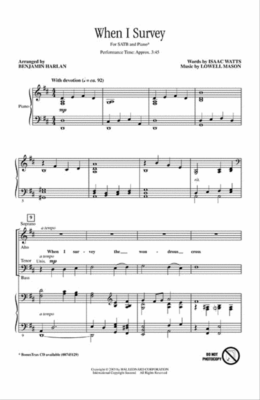 When I Survey 4-Part scores gallery preview page 2